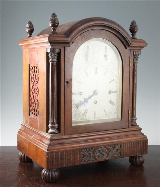 An Edwardian mahogany chiming mantel clock, 19in.